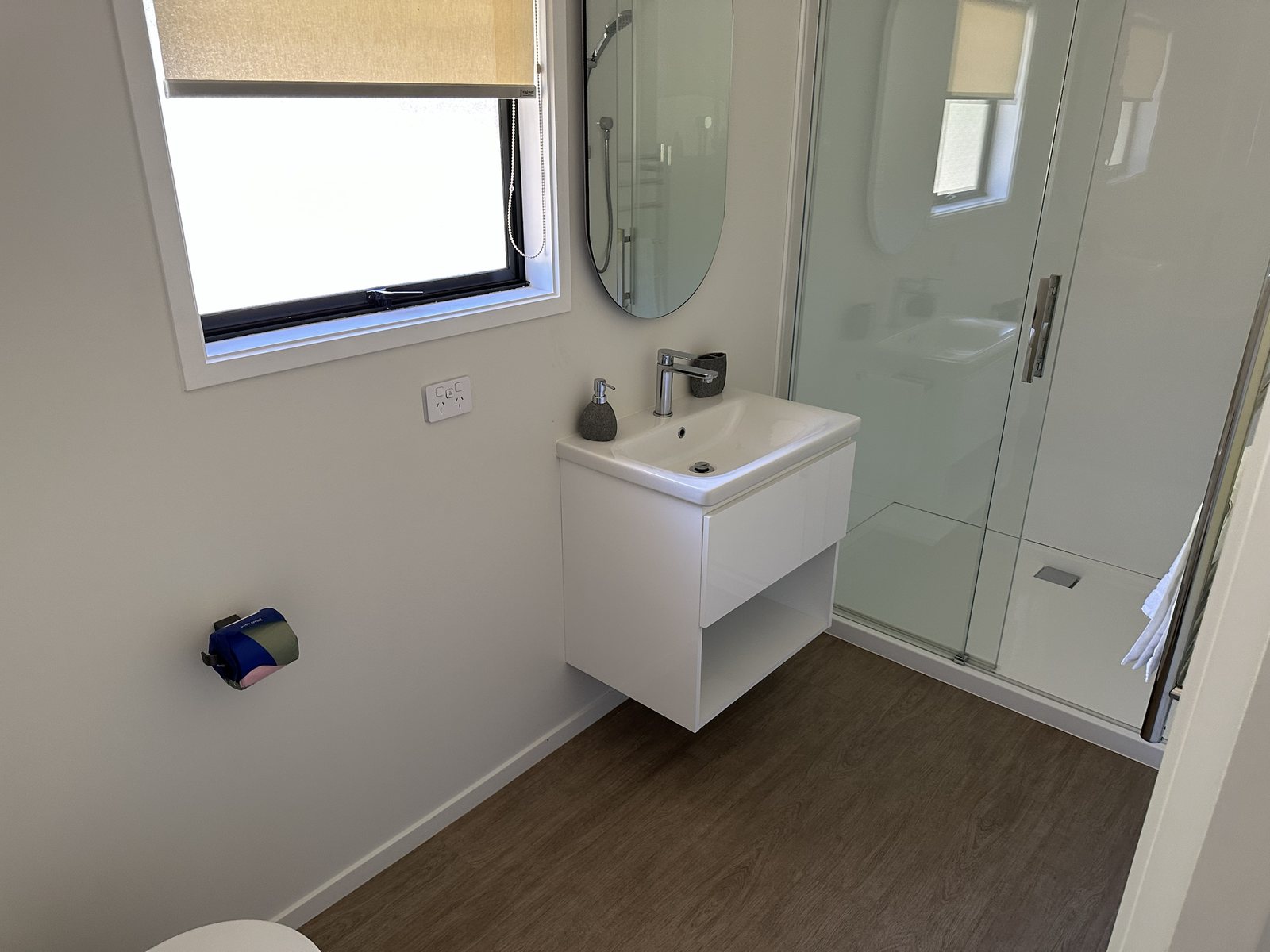 Ensuite bathroom with shower and vanity