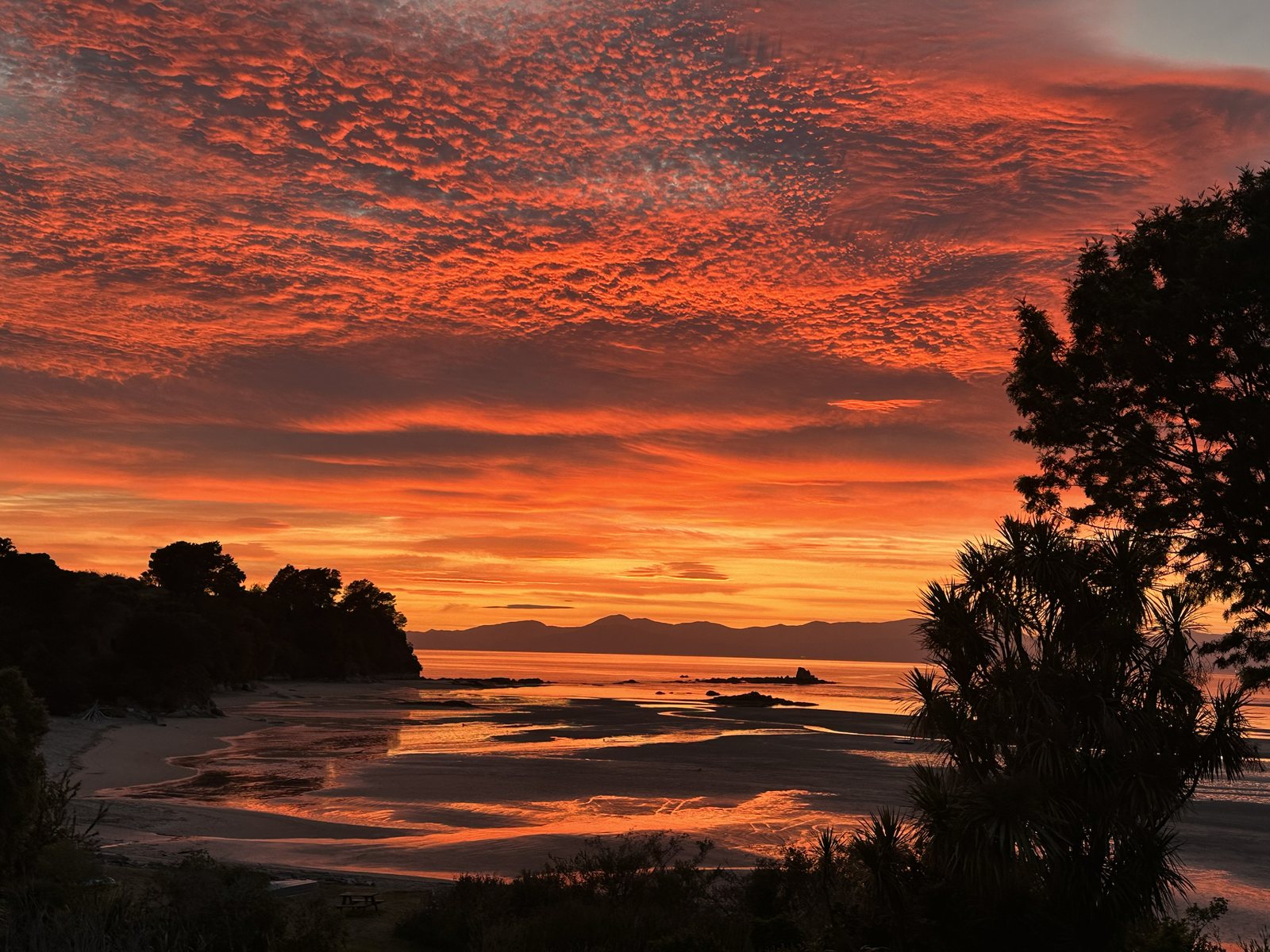 Sunrise over the beach and bay from the lounge